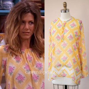 Alt. Version - 2000s Floral Silk Blouse ASO Rachel Green Friends (Fits XL/ XXL)